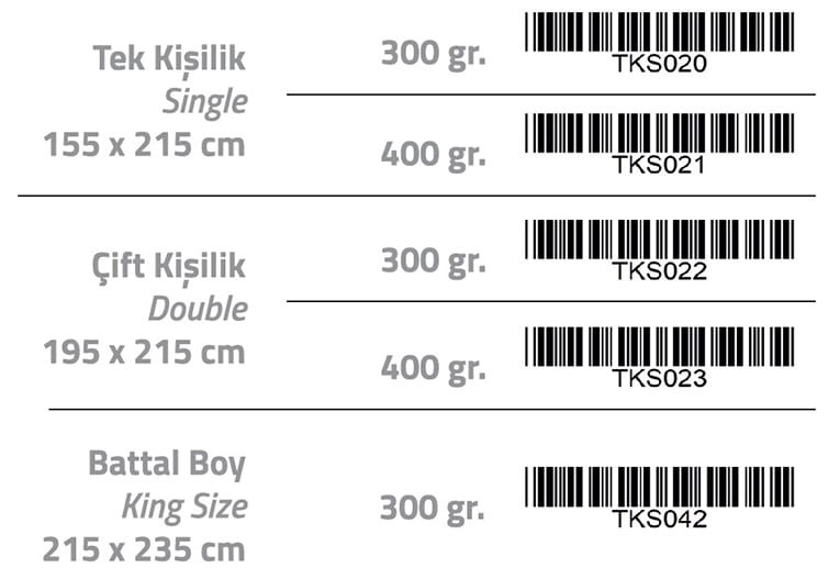 Venuce Yorgan Microfiber Tablosu