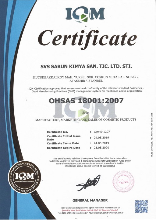 OHSAS 18001 Sertifikamız (Eng)